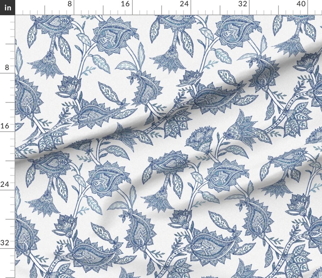 Paisley Toile Floral Vintage Boho Custom Printed Fabric by Spoonflower Various Fabrics by the Yard or Fat Quarter